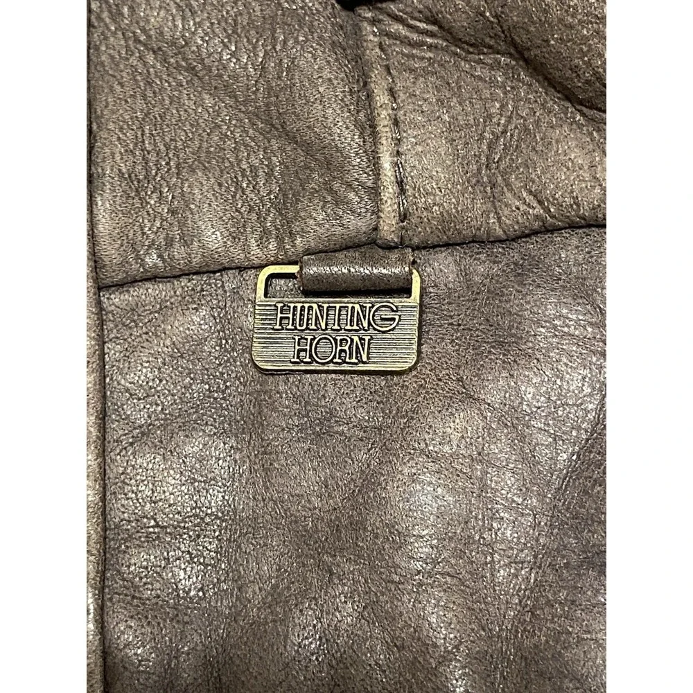 Vintage Men's Genuine Leather Hunting Horn/Bomber Jacket Size M Classic Zip Up